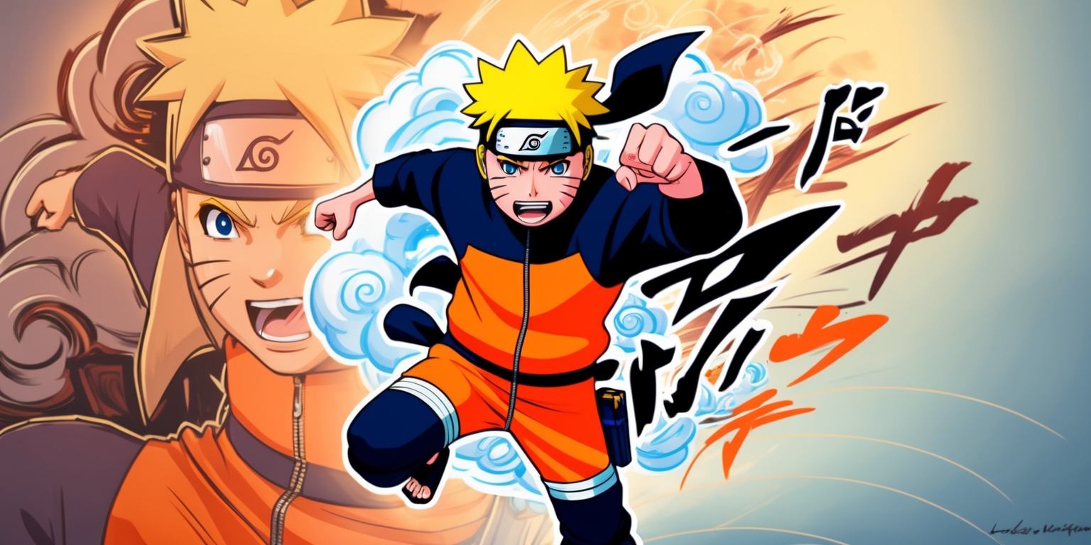 A vibrant and energetic illustration depicting Naruto Uzumaki, the main protagonist of the popular anime and manga series, in a dynamic pose, possibly with his ninja headband and orange jumpsuit, surrounded by swirling clouds and Japanese-inspired background elements, with bold lines and expressive colors, reminiscent of a manga or anime still, with a mix of warm and cool tones to evoke a sense of excitement and adventure, possibly with Japanese kanji characters or other Naruto-themed elements incorporated into the design, with a dramatic lighting effect to highlight Naruto's determination and enthusiasm, set against a subtle gradient background that evokes the ninja world.